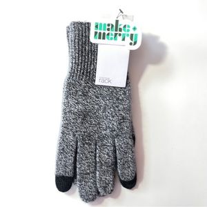 Nordstrom Rack Women’s 100% Cashmere Soft Gloves OS Heather Black Tech-Touch